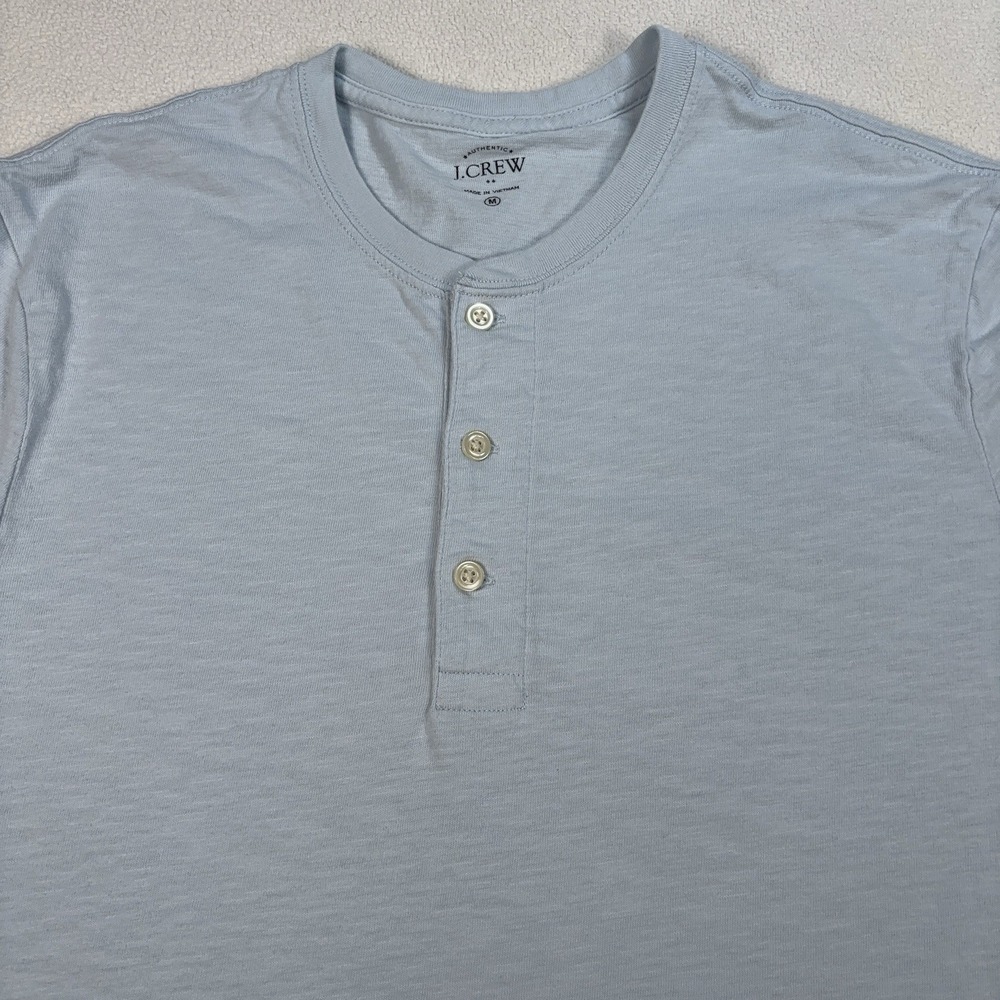 J.Crew Slub Cotton Henley‎ Shirt Men's M Light Blue L1965 - Picture 4 of 11